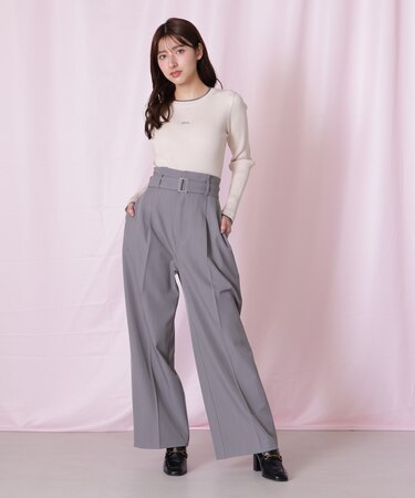 ＜セットアップ対応＞太ベルト付きスラックスパンツ