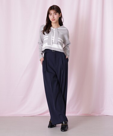 ＜セットアップ対応＞太ベルト付きスラックスパンツ