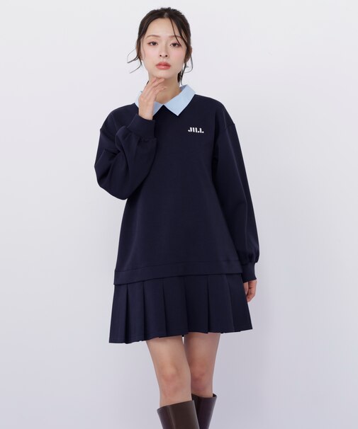 スウェットプリーツミニワンピース