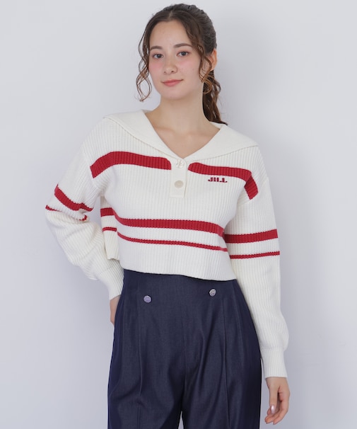 ビッグカラー畔ニット