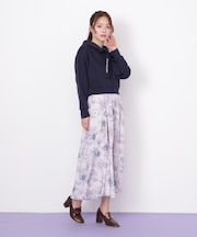 シアーアートフラワープリントスカート