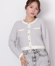 ミックスツイードニットジャケット