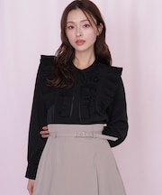 プリーツフリルブラウス