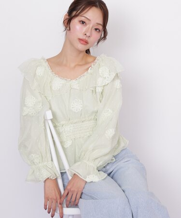 2way立体レースブラウス