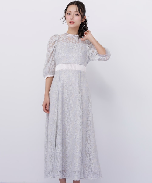 新品タグ付き ジルスチュアート 総レースロングワンピース チョーカー付き2（M） 総レース ビスチェ レイヤード ロング ワンピース（ドレス）｜Lace