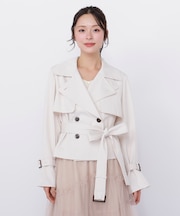 スタンドカラーショートトレンチコート