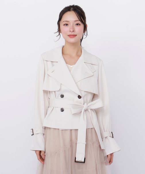 スタンドカラーショートトレンチコート