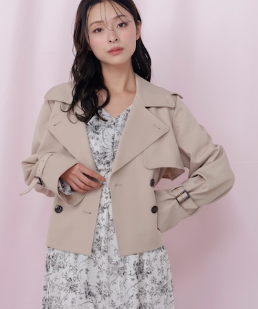 スタンドカラーショートトレンチコート