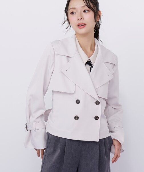 スタンドカラーショートトレンチコート