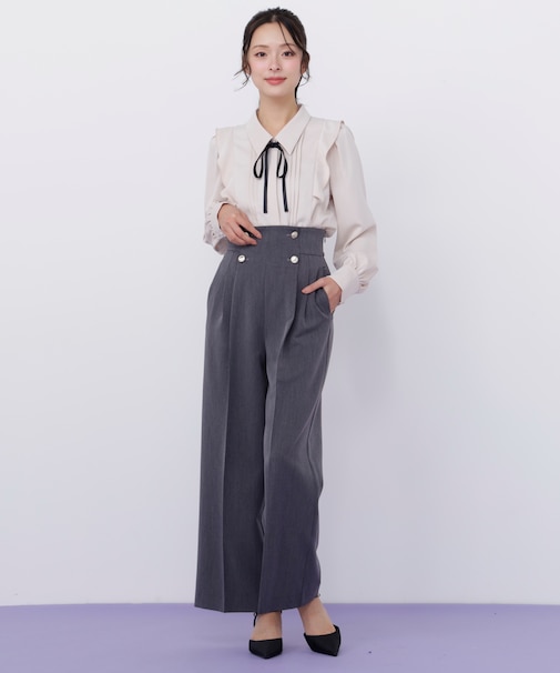 メタル釦ストレートイージーパンツ