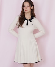 ポロ襟ケーブルミニワンピース