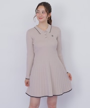 ポロ襟ケーブルミニワンピース