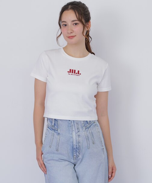 ショート丈刺繍ロゴTシャツオーガニックコットン