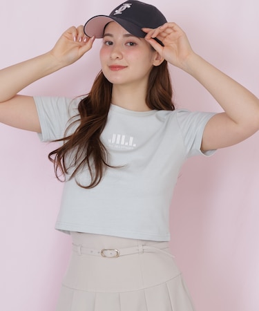 ショート丈刺繍ロゴTシャツオーガニックコットン