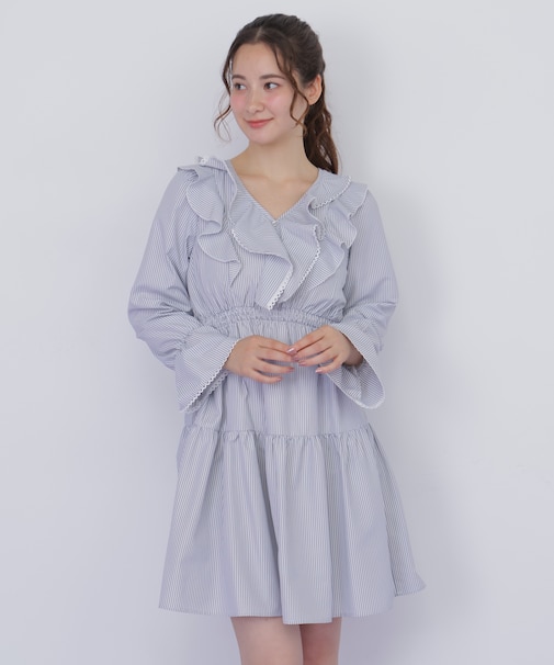 ストライプレースミニワンピース