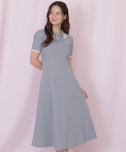 ダブル襟半袖ポロシャツワンピース