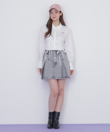 構築パネルデニムミニスカート