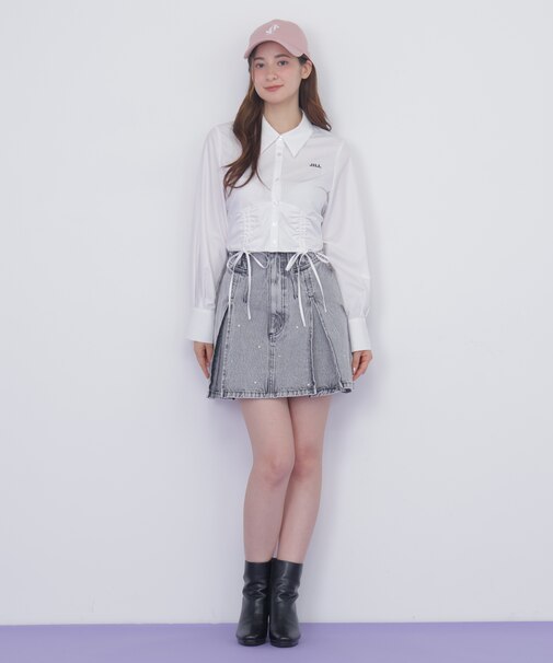 構築パネルデニムミニスカート