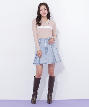 構築パネルデニムミニスカート