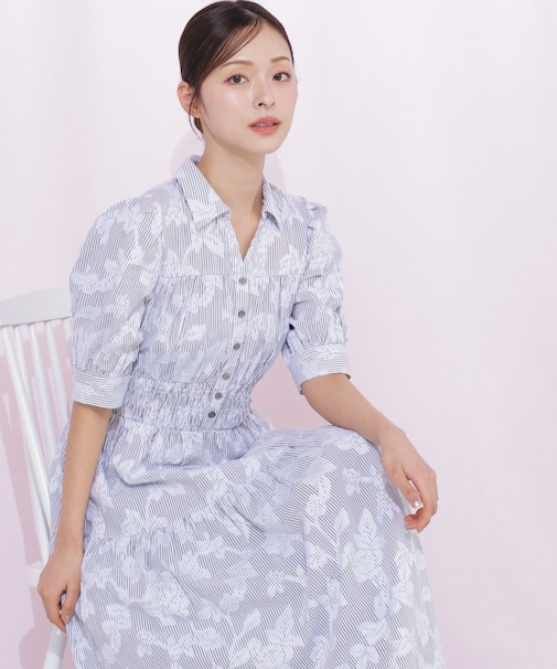 ストライプジャガードシャツワンピース