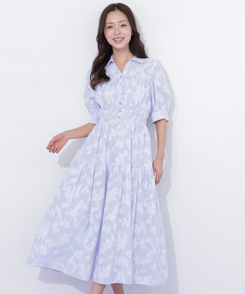 ストライプジャガードシャツワンピース