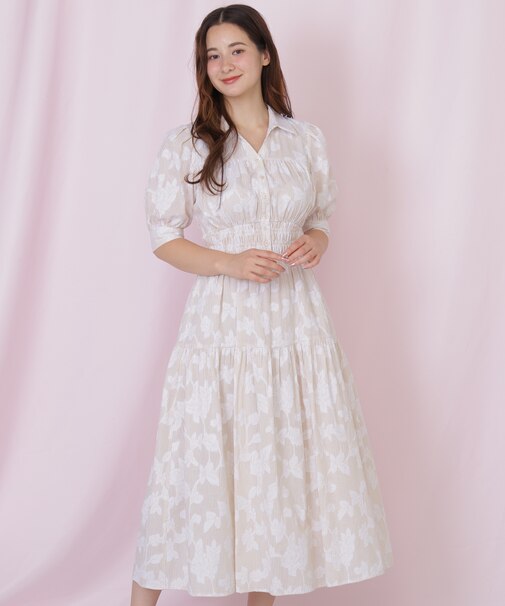 ストライプジャガードシャツワンピース