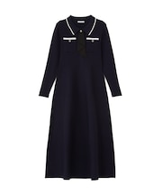 タイ付きニットワンピース