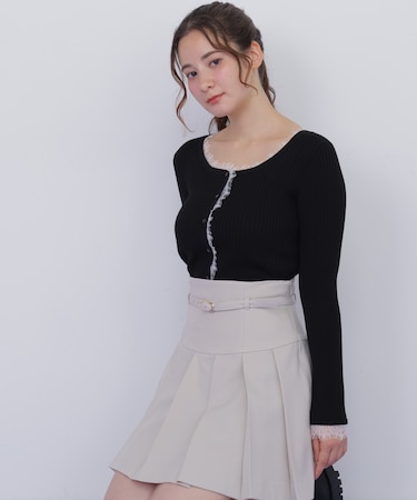 レーストリミングリブニット