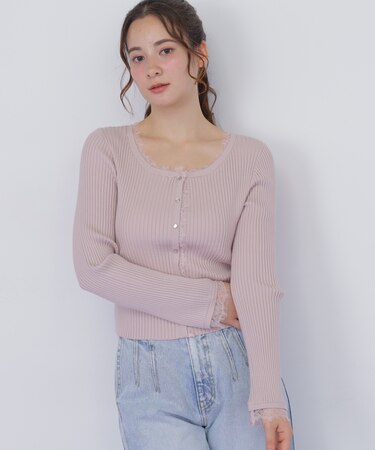 レーストリミングリブニット