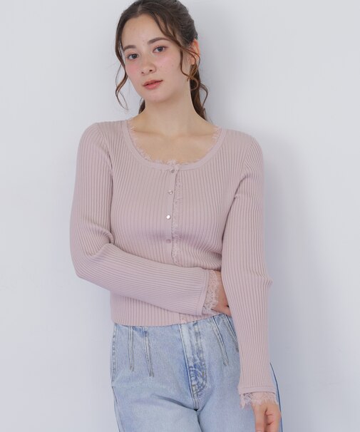 レーストリミングリブニット