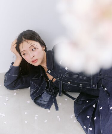 デニムライク配色ステッチジャケット