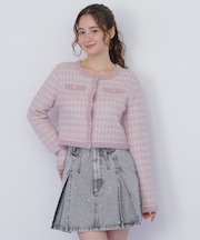 ラメツィードニットジャケット