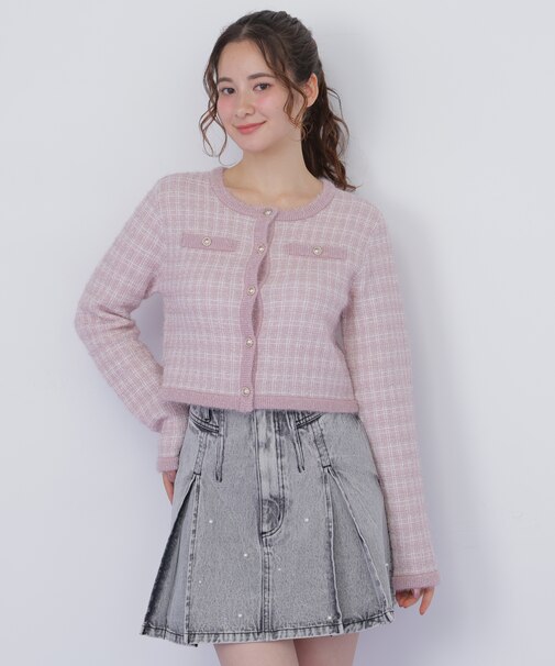 ラメツィードニットジャケット