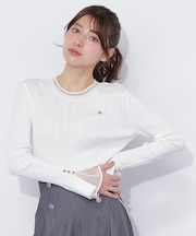 　袖シアースリットニット