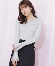 　袖シアースリットニット