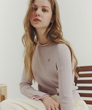 　袖シアースリットニット