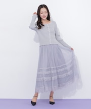 ヘムレースプリーツチュールスカート