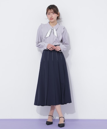 サイドベルトプリーツスカート