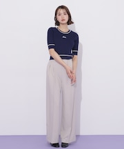 チェーンベルトタックワイドパンツ