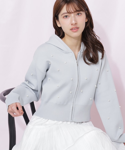 ランダムパールニットフーディー