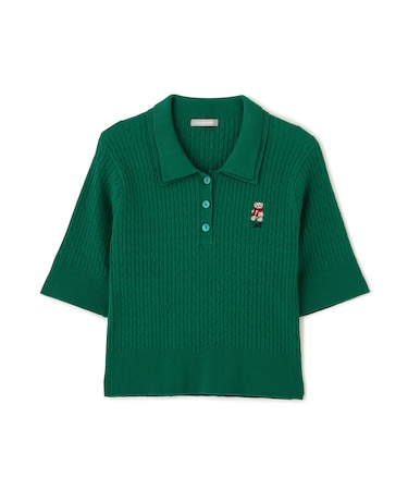 ＜BEARシリーズ＞ダブルカラーケーブルニット