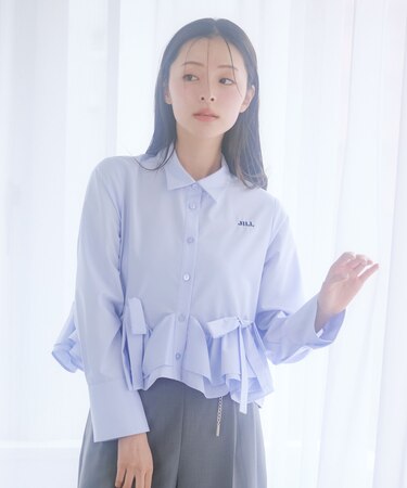 フリルヘムショートブラウス