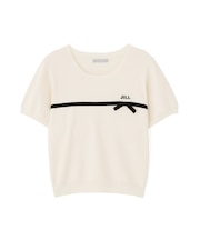 ラインリボン半袖ニット