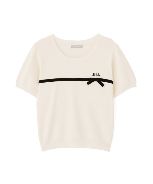 ラインリボン半袖ニット