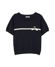 ラインリボン半袖ニット