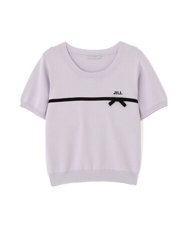 ラインリボン半袖ニット