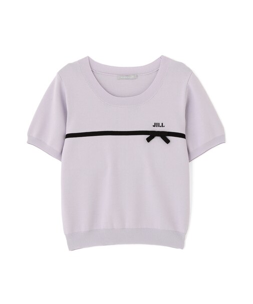 ラインリボン半袖ニット