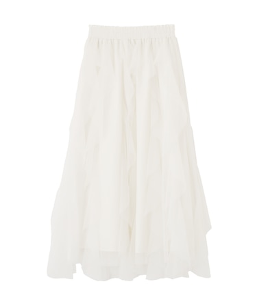 縦ラッフルシアースカート