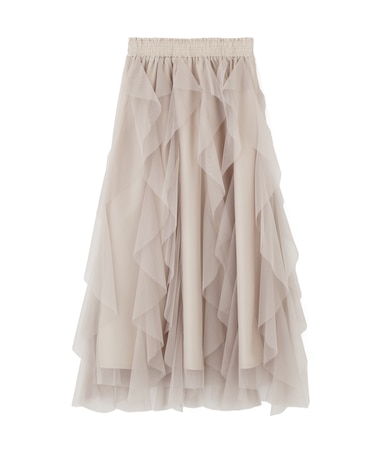 縦ラッフルシアースカート