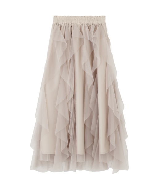 縦ラッフルシアースカート